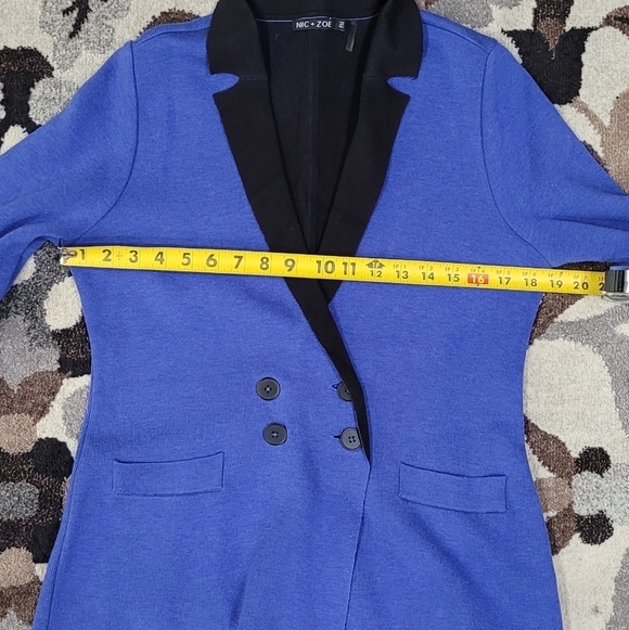 Nic Zoe Blue Black Color Block Sweater Blazer Women’s Sz PM - Picture 8 of 9